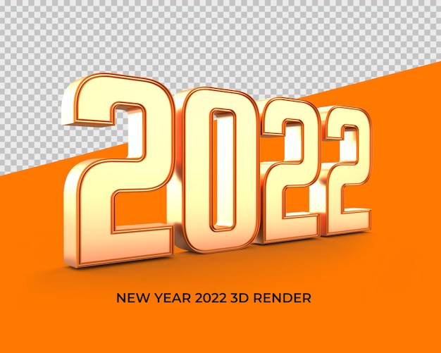 2022 3d Render number style gold elegant