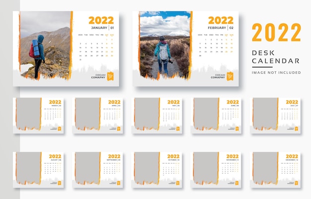 2022 desk calendar print ready template