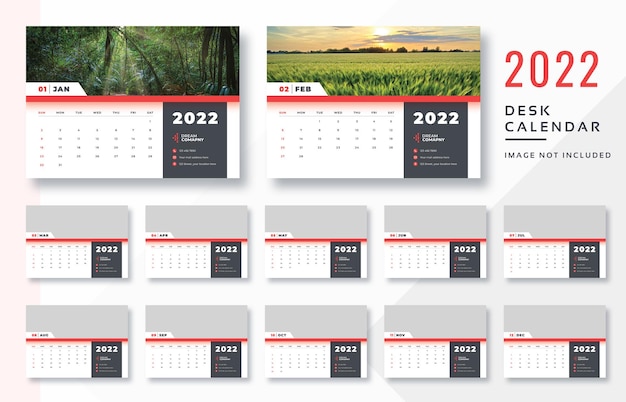 PSD 2022 desk calendar template