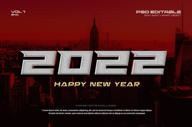 2022 Happy New Year 3D Text Effect Template