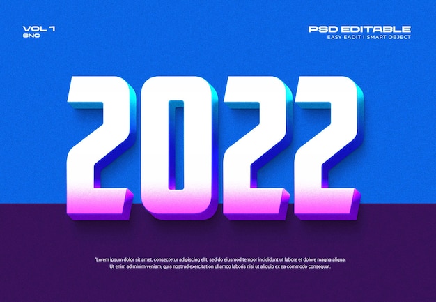 2022 Happy New Year 3D Text Effect Template