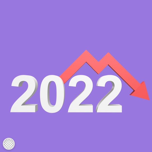 2022 Recession 3d icon model cartoon style render illustration