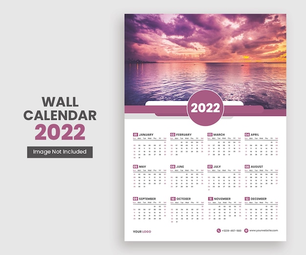 2022 wall calendar design single page