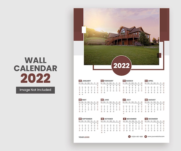 2022 wall calendar design single page