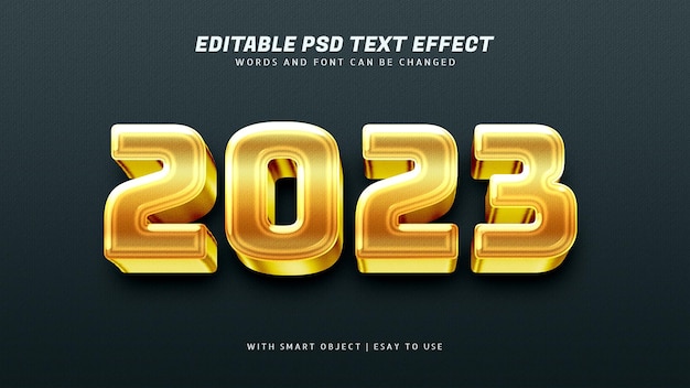 2023 3d gold text effect editable