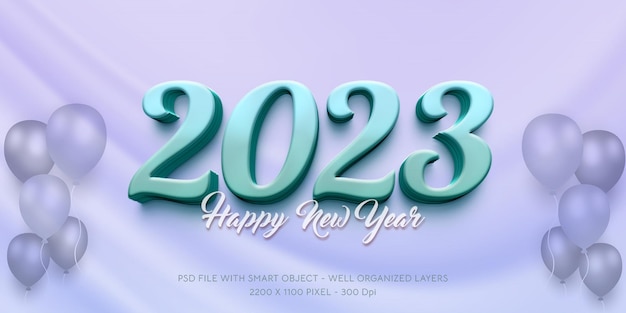 2023 celebration design with tosca green editable number 3d style effect