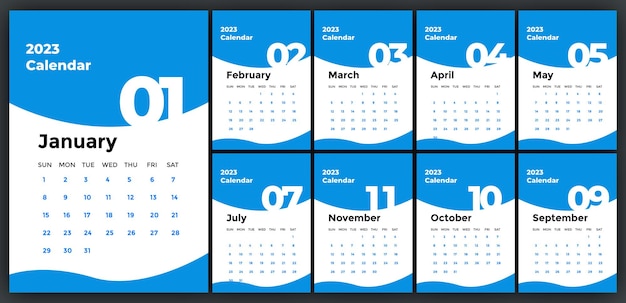 2023 Desk Calendar Template Design Vector