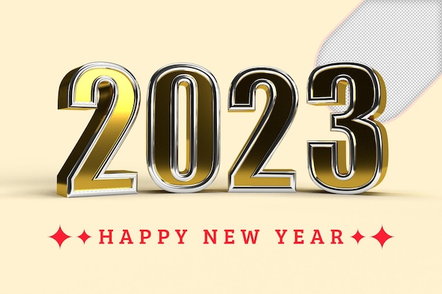 PSD 2023 golden decoration holiday on transparent background. gold numeral 2023