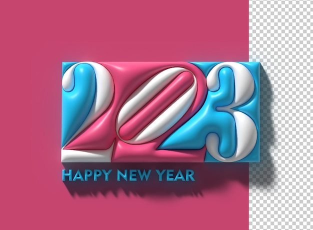 PSD 2023 happy new year 3d render text typography design banner poster 3d illustration