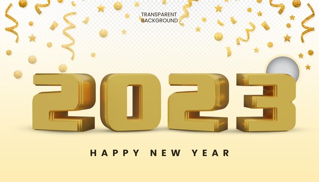 2023 Happy New Year 3D Text Banner Template