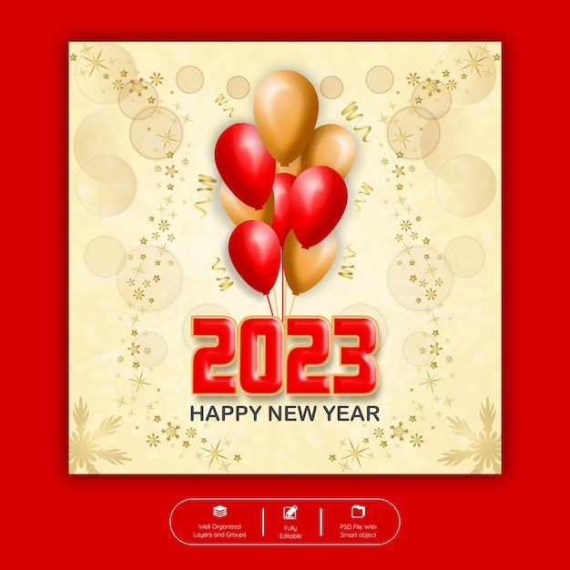 2023 happy new year background template