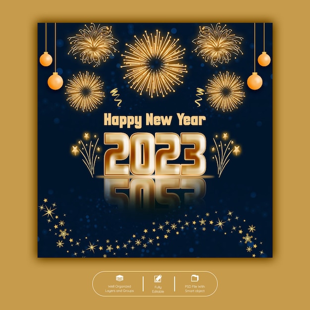 2023 happy new year background template