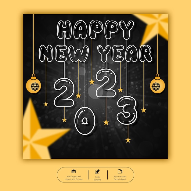 2023 happy new year background template