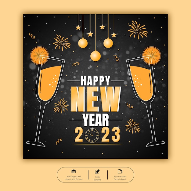 2023 happy new year background template