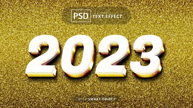 PSD 2023 luxury glitter gold 3d text effect editable