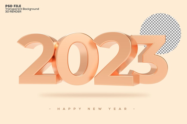 2023 new year 3d rendering isolated on transparent background