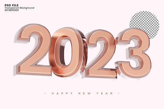 2023 new year 3d rendering isolated on transparent background