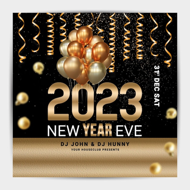 2023 new year party flyer template