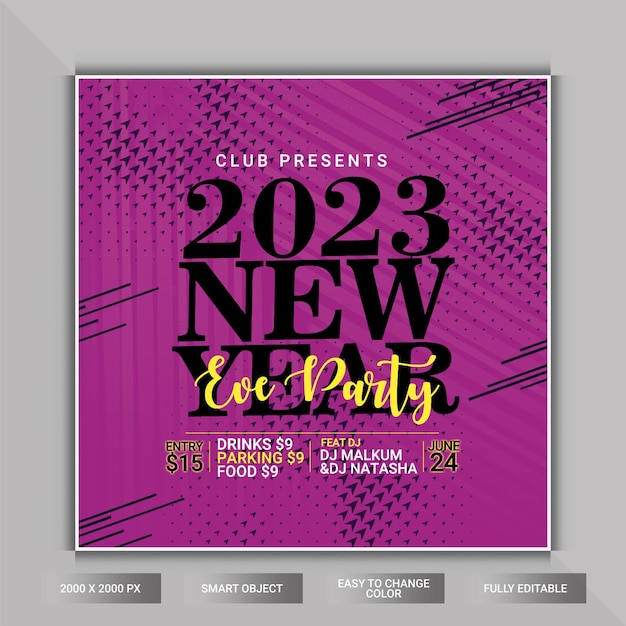 2023 new year party flyer template