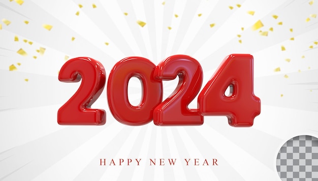 2024 happy new year 3d render