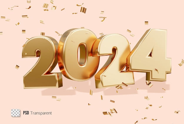 2024 happy new year background 3d render illustration Happy new year banner design