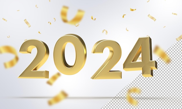 2024 number 3d gold render