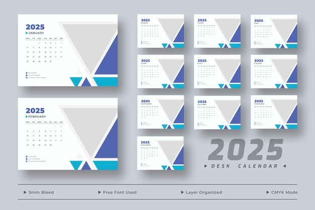 PSD 2025 desk calendar template corporate business desk calendar schedule 2025 monthly planner template