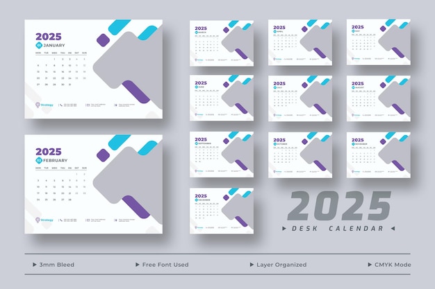 PSD 2025 desk calendar template corporate business desk calendar schedule 2025 monthly planner template