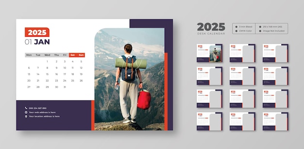 2025 Desk calendar template Desk calendar planner