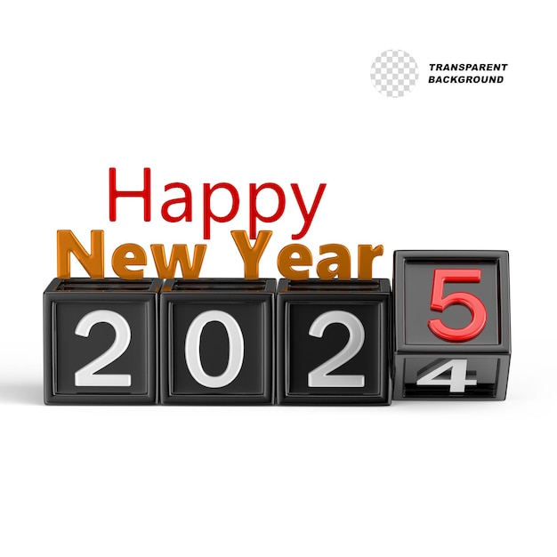 2025 happy new year 3d render text