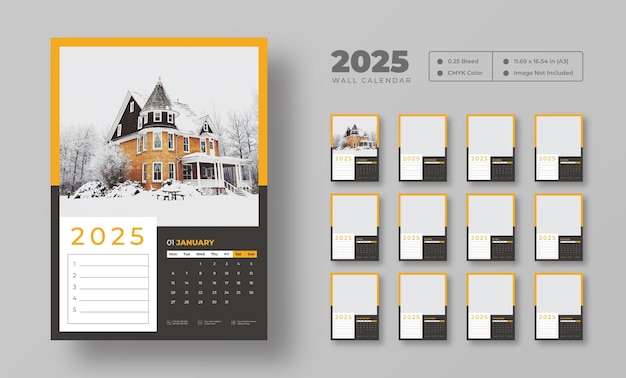 PSD 2025 wall calendar template 2025 corporate business wall calendar schedule planner