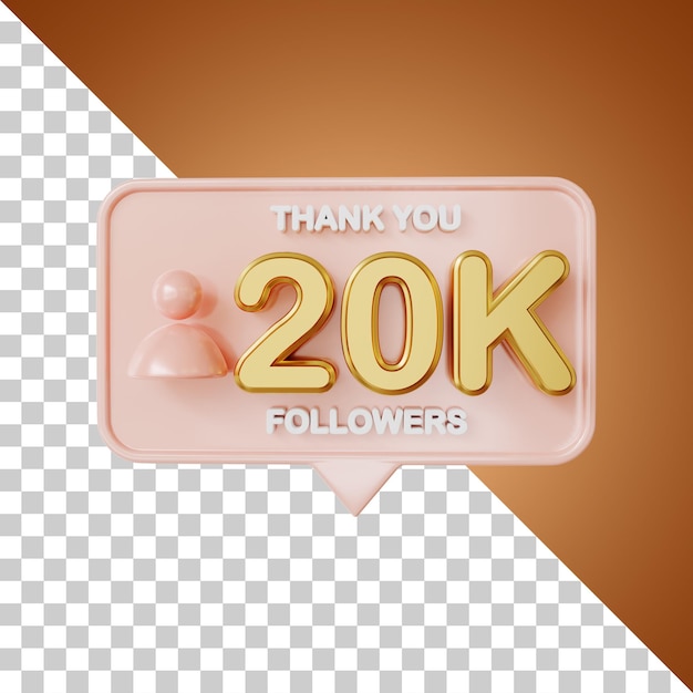 20k followers gold 3D Rendering