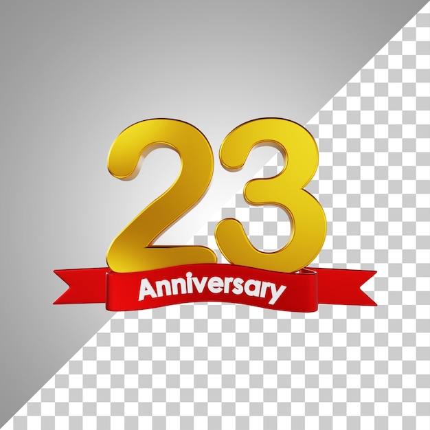 PSD 23 year happy anniversary number 3d rendering