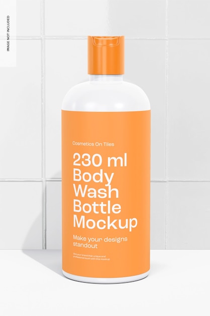 230 ml Body Wash Bottle Mockup, Front View