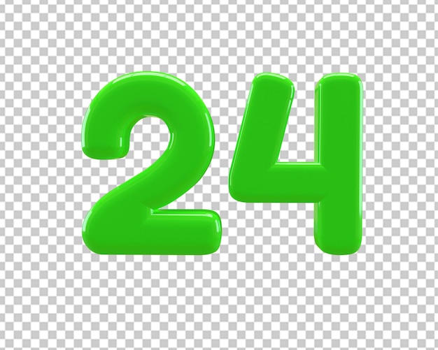 24 number twenty four hours green icon 3d