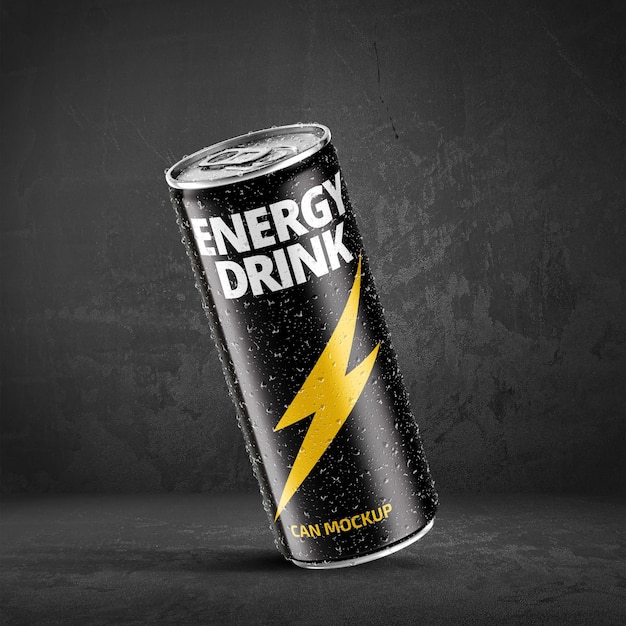 250ml can mockup for energy drink metalic can