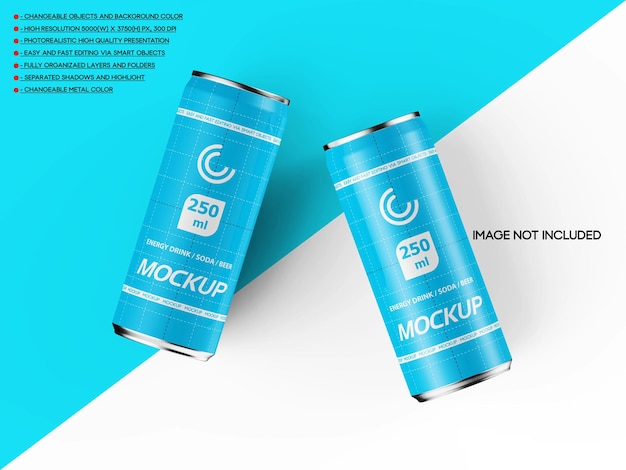 250ml Energy Drink Soda Beer Can Mockup N17