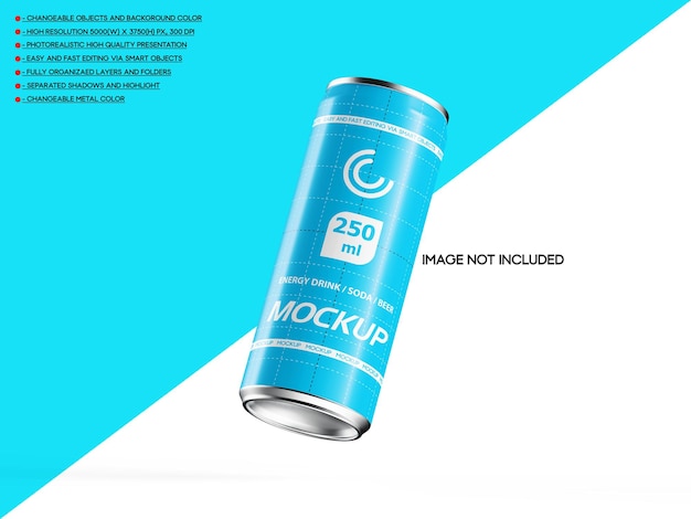 250ml Energy Drink Soda Beer Can Mockup N18