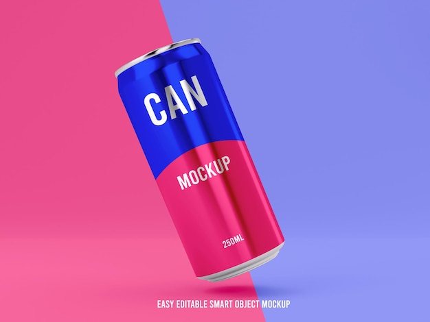 250ml soda can label presentation mockup