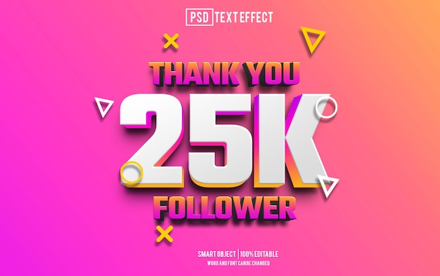 25k follower text effect font editable typography 3d text