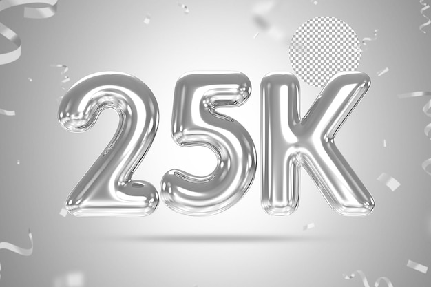 25K Followers Silver Balloons Number