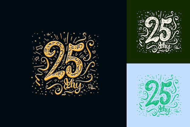 PSD 25th anniversary logo with a playful yet sophisticated desig vector abstract design collections