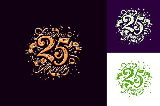 25Th Anniversary Logo With a Playful Yet Sophisticated Desig Vector Abstract Design Collections