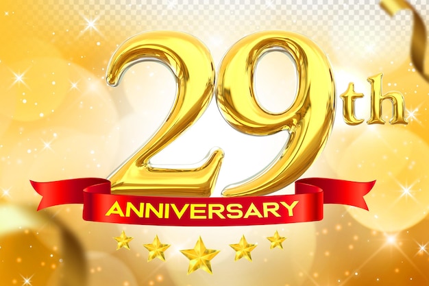 PSD 29th anniversary gold banner 3d