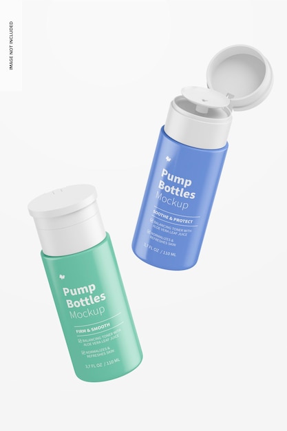 3.7 Oz Pump Bottles Mockup, Floating