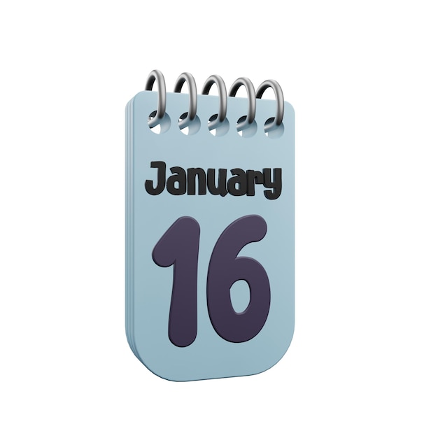 PSD 3 d illustration of 16 january icon