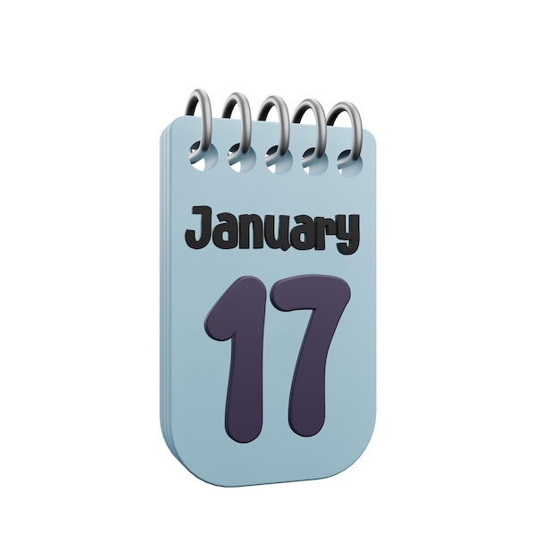 3 D illustration of 17 january icon