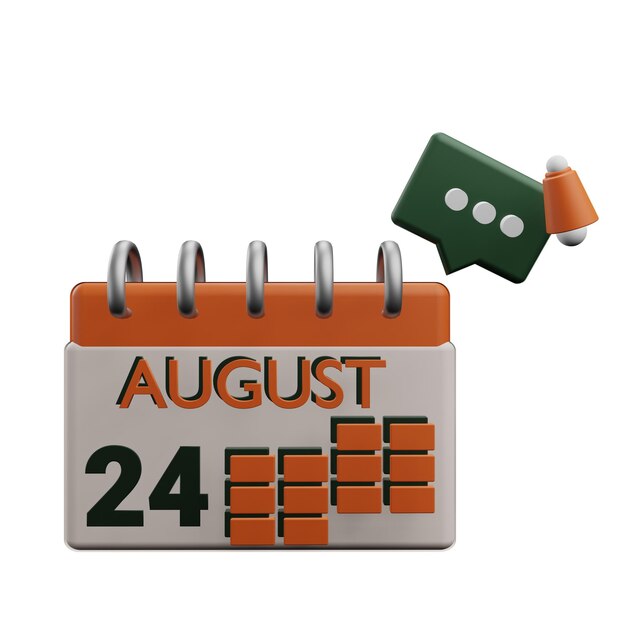 PSD 3 d illustration of 24 august