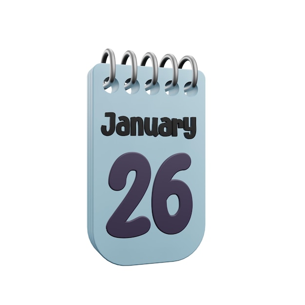 3 D illustration of 26 january icon