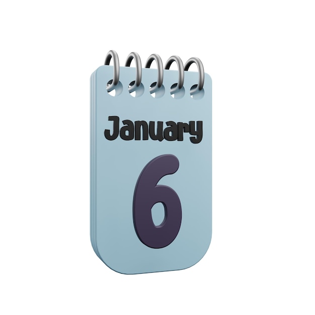 3 D illustration of 6 january icon